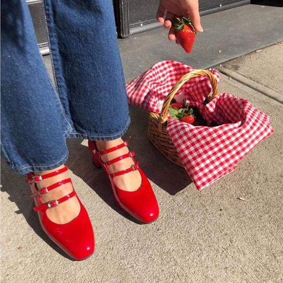 NEW Carel Paris Kina Mary-Janes in red patent leather - Picture 2 of 13